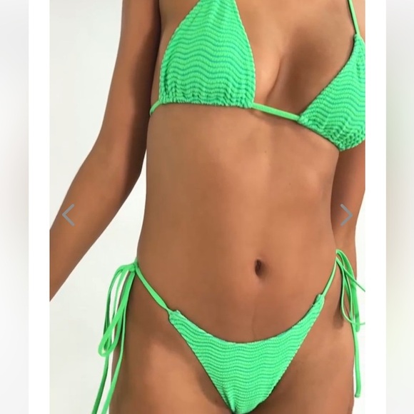 NWT OneOne Swimwear Bikini SET Lahaina Ariel Triangle NEW Cute Green Ribbed - Picture 7 of 7
